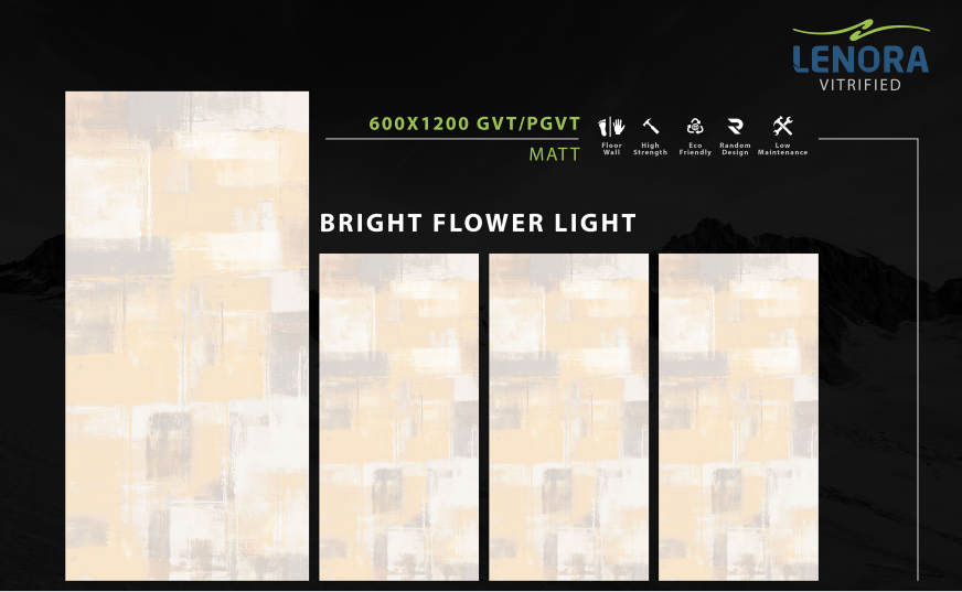 MATT Finish Bright Flower Light Vitrified Tiles from Lenora vitrified