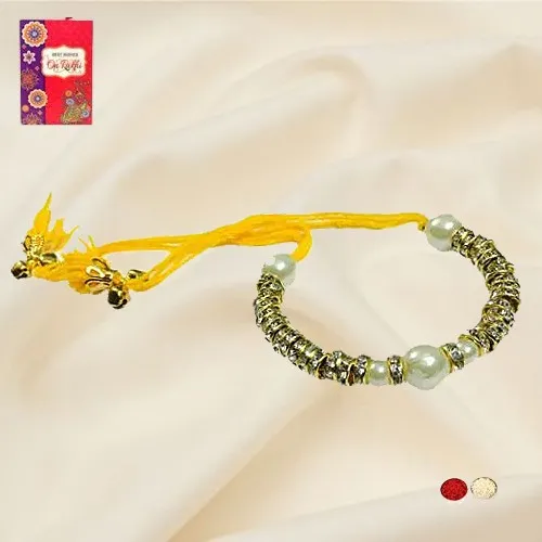 Elegant Braclet Rakhi with Roli Chawal N Card