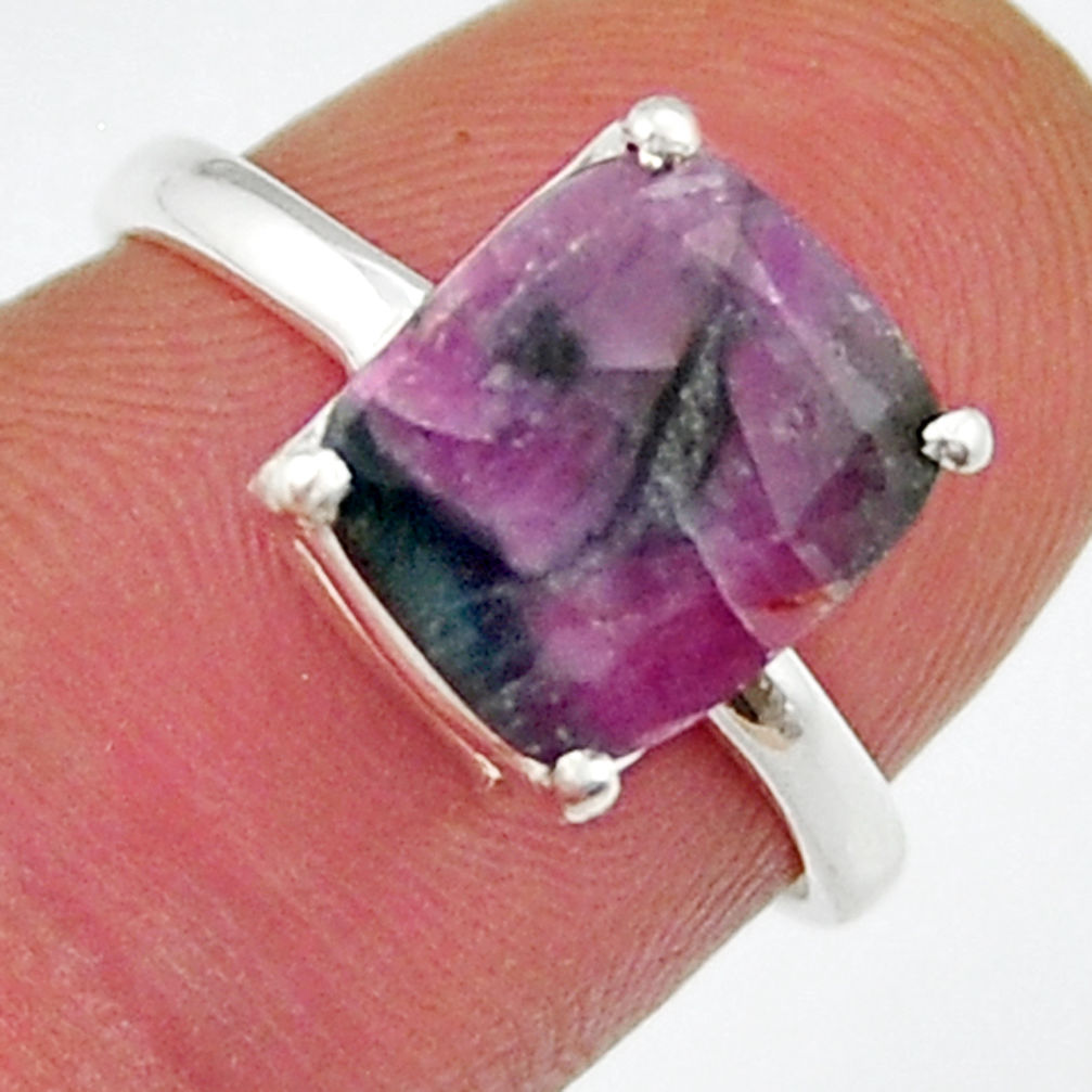 4.00cts faceted natural pink ruby in fuchsite octagan silver ring from Gemexi