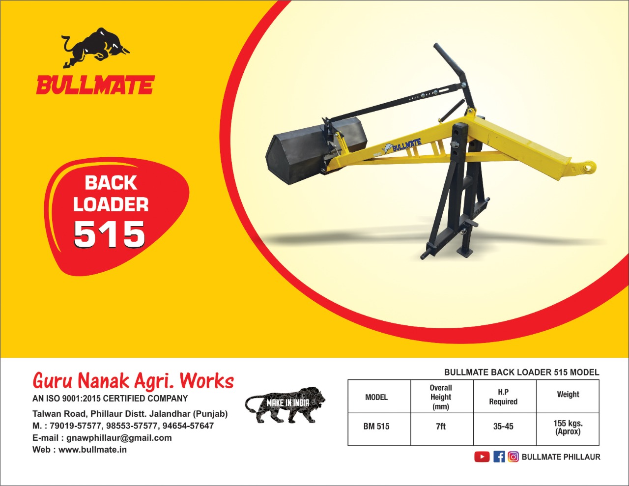 Bullmate Back Lodar from Guru Nanak Agri Works