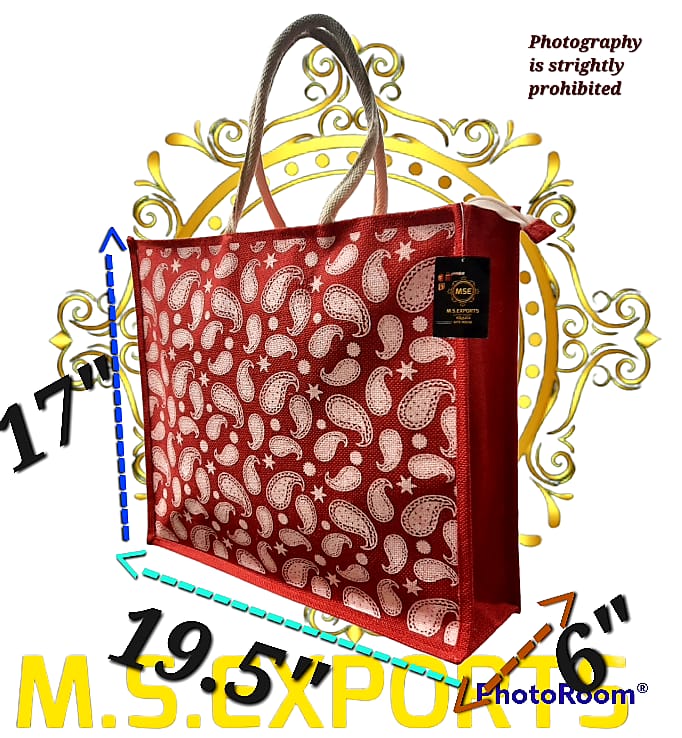 Red Color Printed Jute Shopping Bag from M.S.EXPORTS     (The Luxury Design)