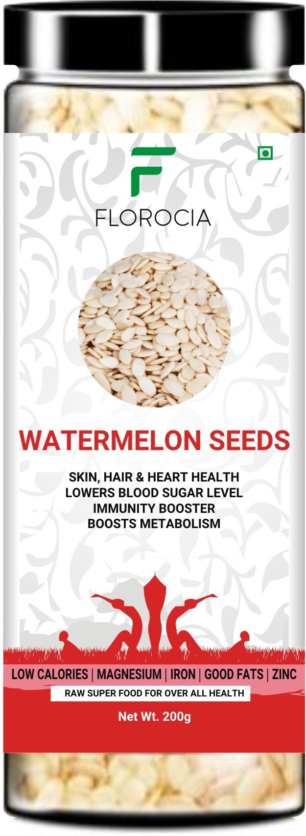 Florocia Raw Watermelon Seeds for eating, High in Protein, Magnesium, Zinc & Protein | 200g from Florocia