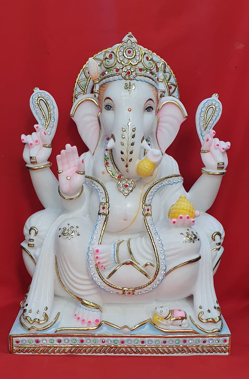 Lord Ganesha Statue in white marble  from AMBER ART EXPORT