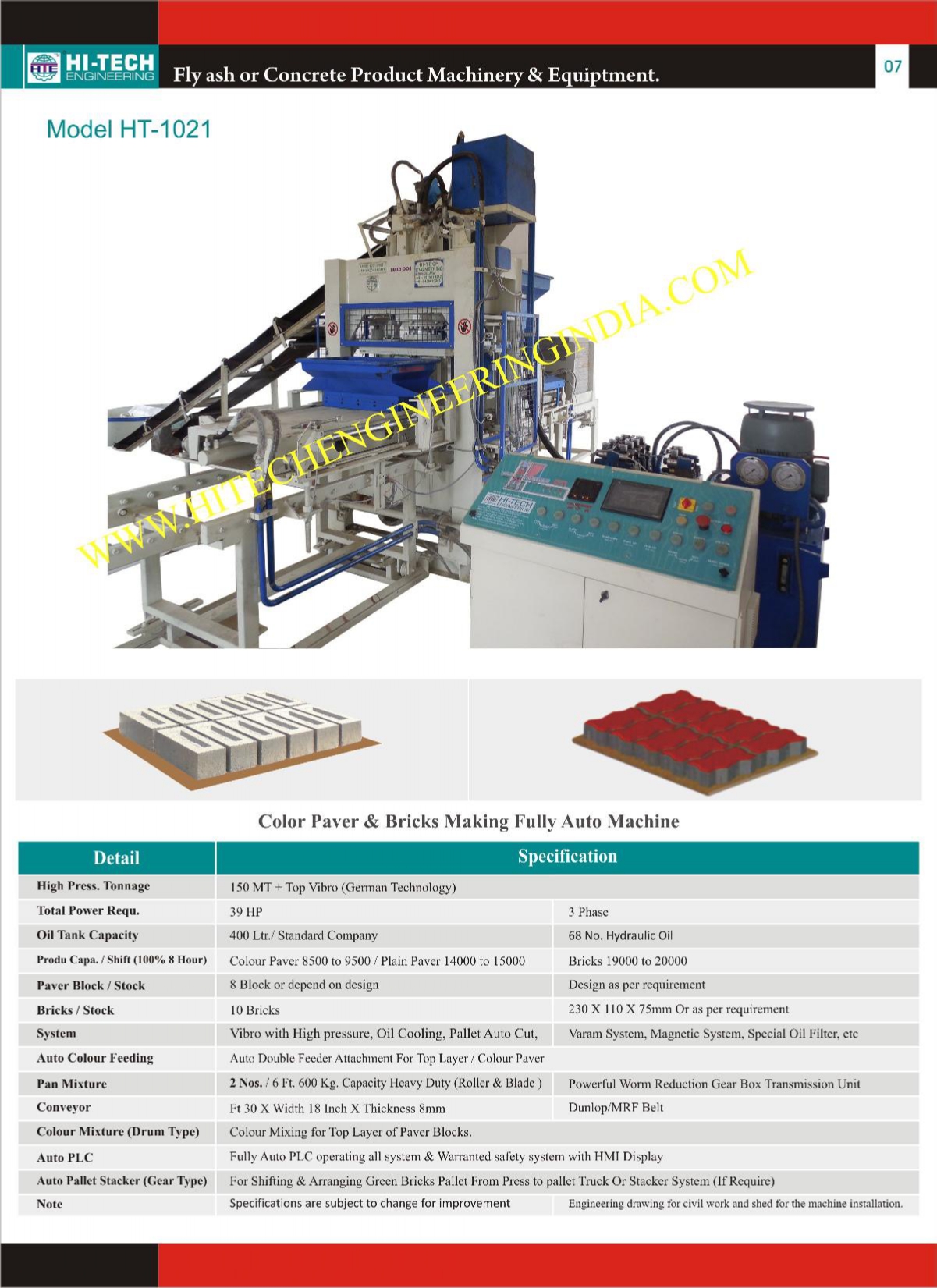 color paver &  bricks making fully auto machine from Hi Tech Engineering