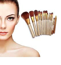 Generic Make-up Brush (Set of 12 Brushes with Golden Metal Storage Box) from Jai Jawala