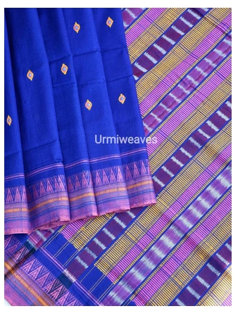 Dongria Blue - Sambalpuri Cotton Saree from Urmi Weaves