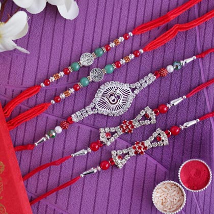 Stunning Silver Rakhi (Set of 5) from Send Rakhi worldwide