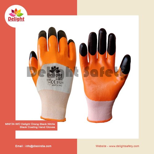 Delight MNF34-WO Orang Black Nitrile Black Coating Hand Gloves from Delight Industrial Solutions Private Limited
