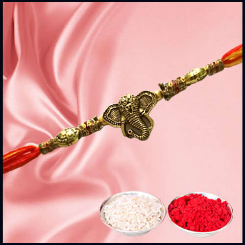 Divine Ganpati Rakhi with Beautiful Beads from Rakhi Store