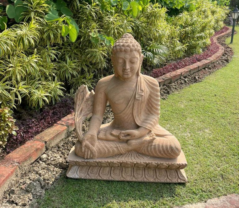 Hand carved Budda Statue in Sand stone  from AMBER ART EXPORT