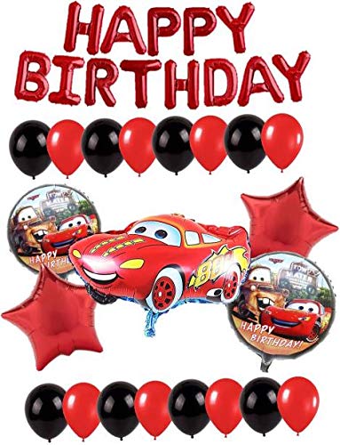 68 Pcs Set of 13 Happy Birthday Letter Balloon with car Theme Balloon Set and 50 pcs Metallic Balloons for Celebration From KriShiv Decorations  from KriShiv Decorations