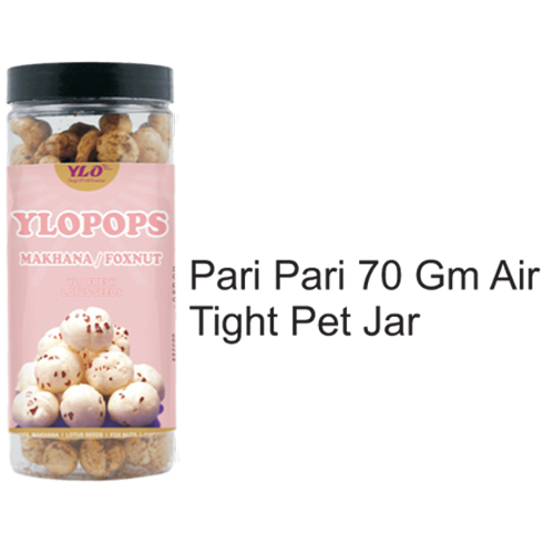 YLOPOPS Makhana/Foxnut Pari Pari 70gm Air Tight Pet Jar from YLO GLOBAL