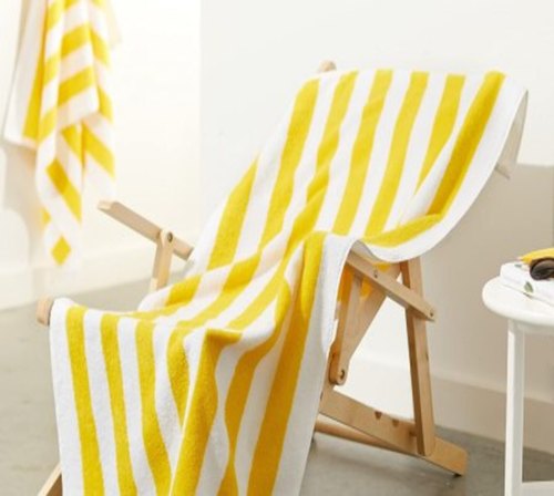 Cotton Pool Towels With Yellow And Blue Stripes from Viktoria Homes