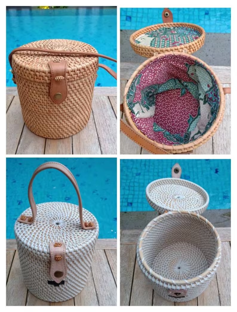 Rattan Handwoven Cylinder Bag