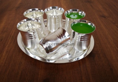 Royal Silver Plated Matka Design Glass Set from Silver Magic Products