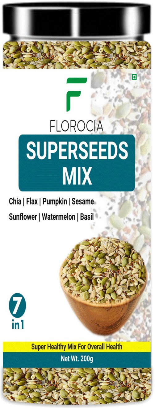 FLOROCIA Florocia Raw Super SeedsMix Chia+Flax +Sesame+Sun+Pump+Water+Basil-200g Watermelon from Florocia