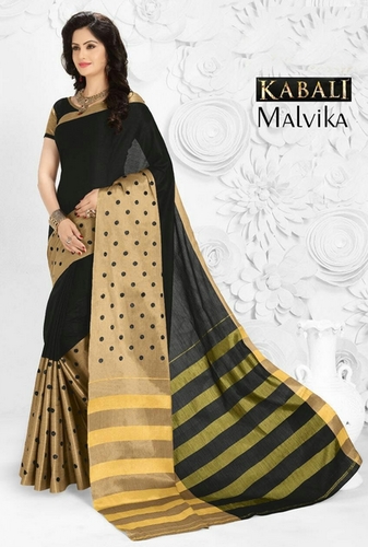 Kabali Malvika Black And Golden Cotton Saree from Manasa Handloom & Textiles