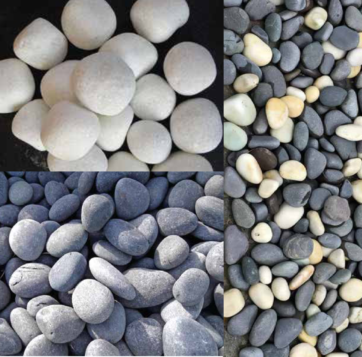 Natural Black & White Pebbles from Krishna stone works