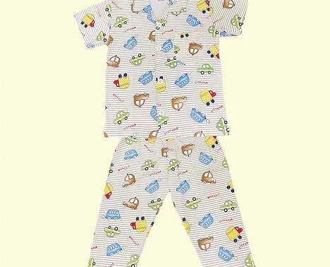 City Night Stripes Print Night Pyjama Set from Zoo Kids Wear