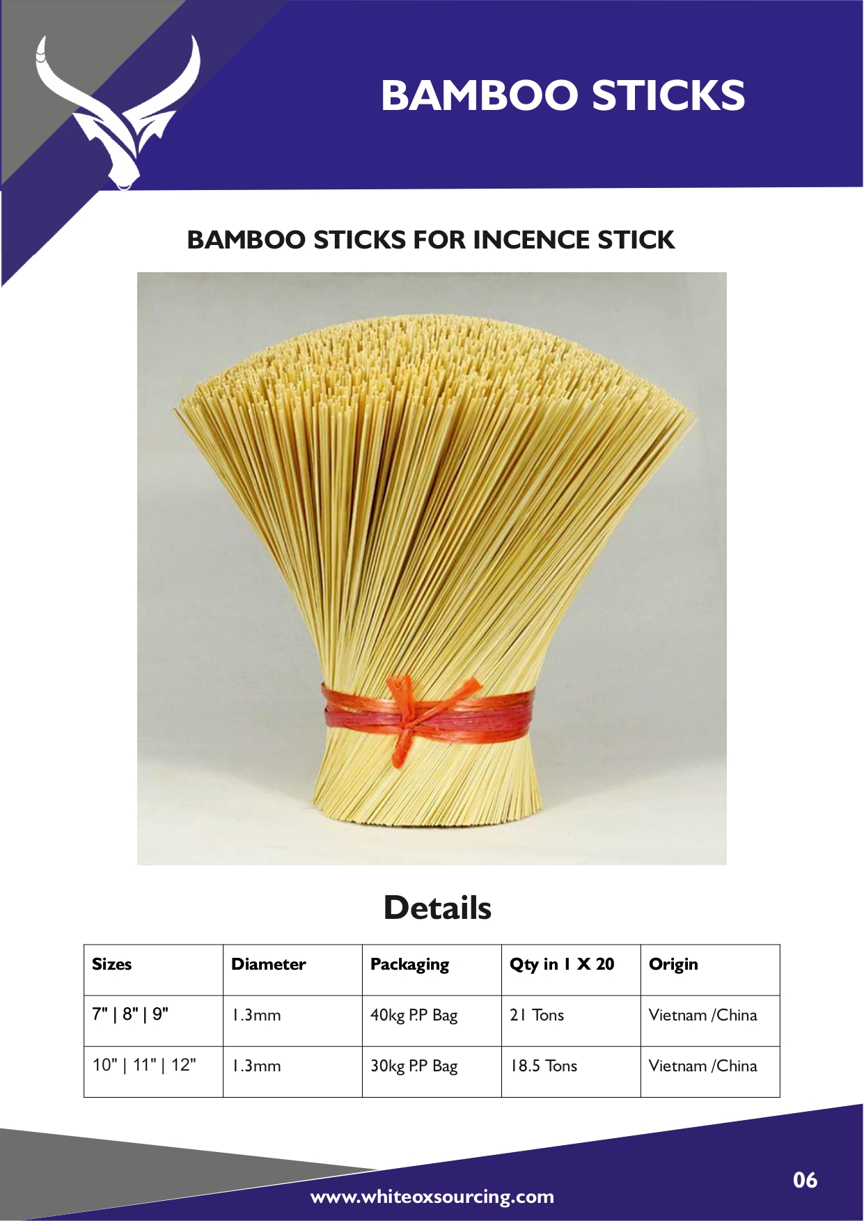 Bamboo Incense Sticks from WHITEOX MERCHANT EXPORTERS