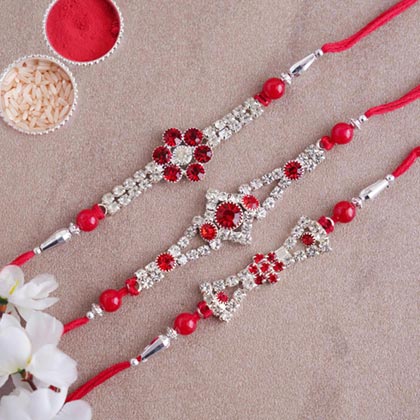 Stone Rakhi Set of Three from Send Rakhi worldwide