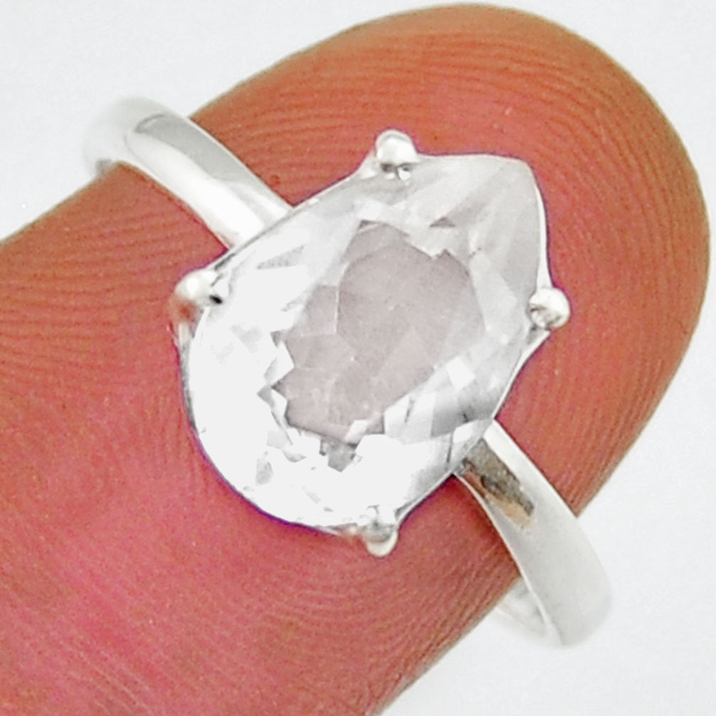 4.28cts faceted natural white pollucite 925 sterling silver ring  from Gemexi
