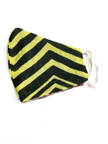 3 Layer Cotton Reusable Face Mask With Black and Yellow Stripes from Rraasaa Textiles