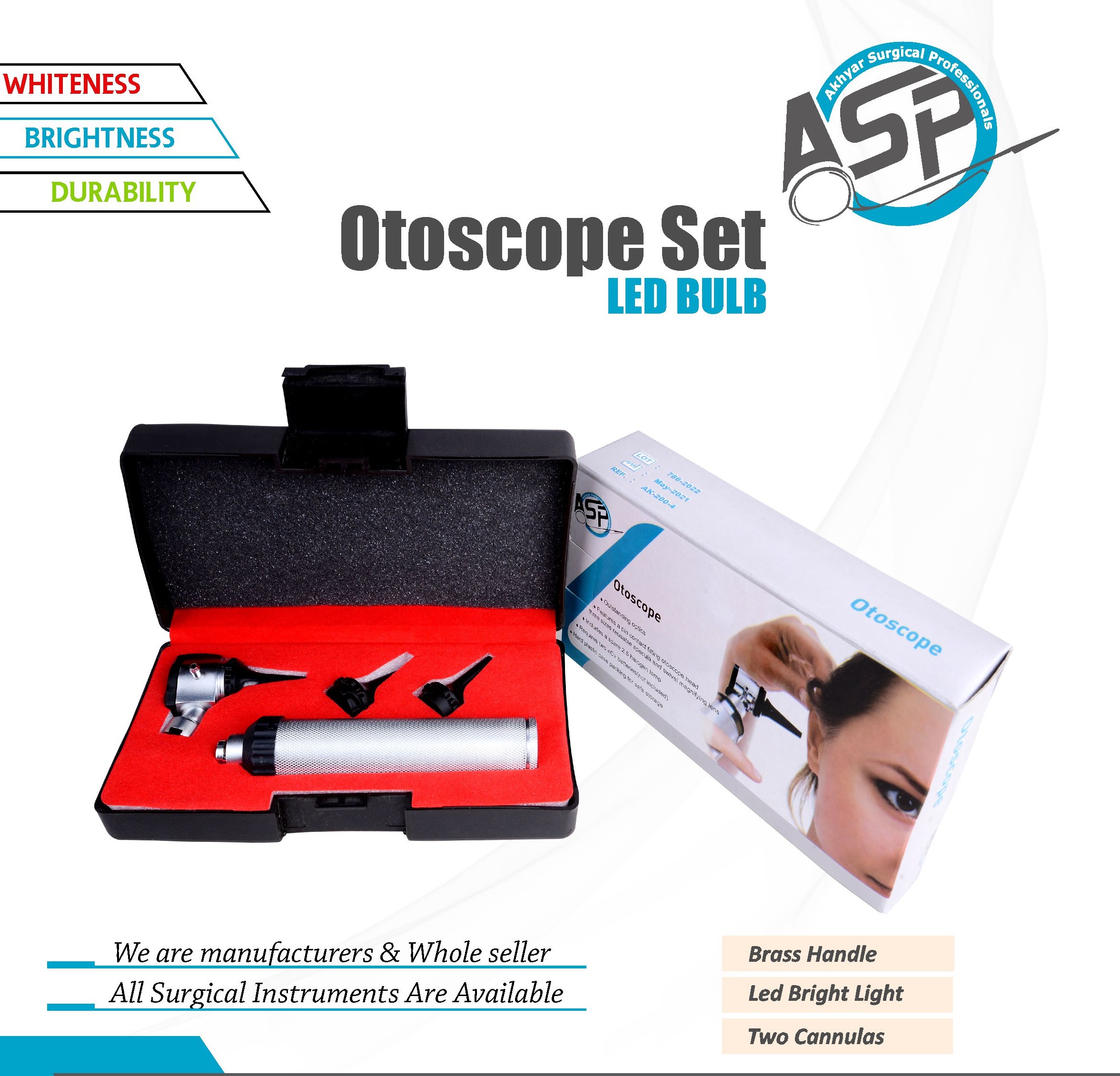 Brass Handle Otoscope Set from Akhyar Surgical Professionals