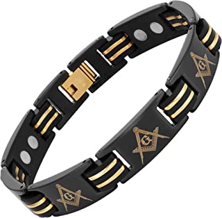 MasonicMan Titanium Freemasonry Masonic Bracelet with Adjusting Tool and Gift Box from Masonic Jewelry