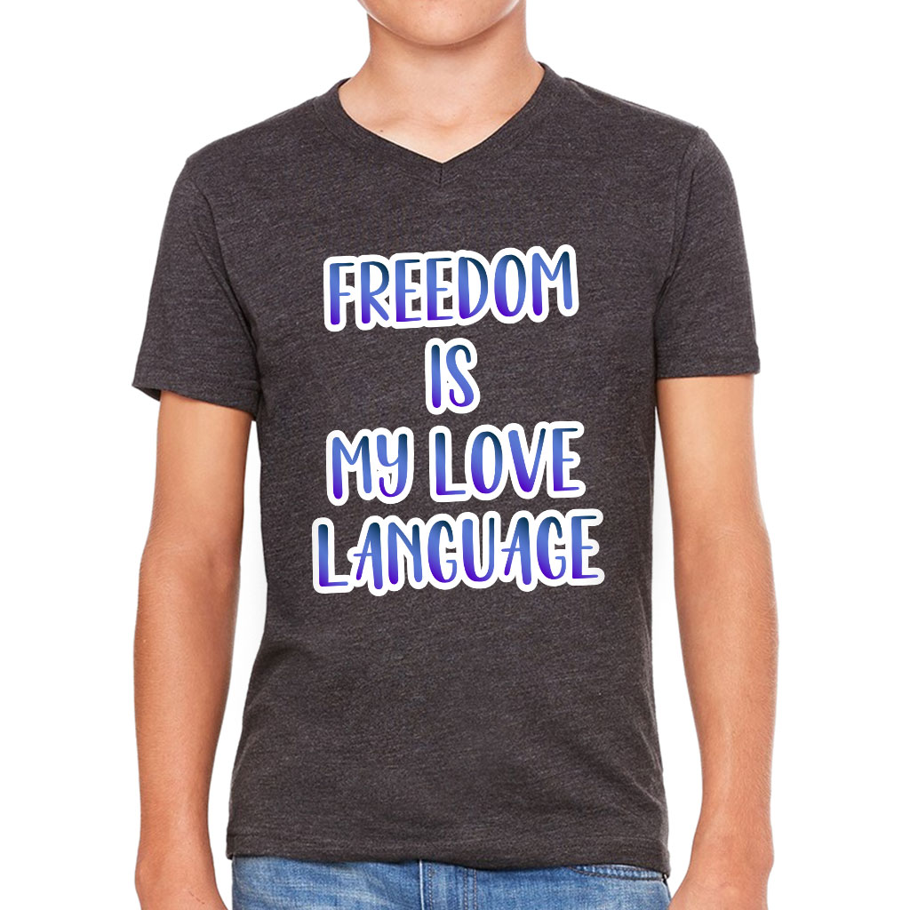 Freedom Kids’ V-Neck T-Shirt – Cute Graphic T-Shirt – Cool Design V-Neck Tee