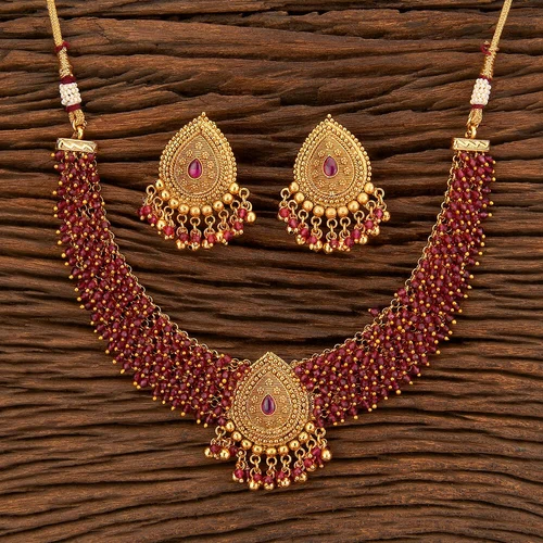 Antique Choker Necklace With Gold Plating 212591 from Kanhai Jewels