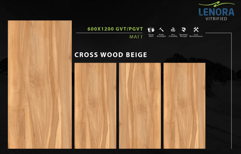 MATT Finish Cross Wood Beige Vitrified Tiles from Lenora vitrified