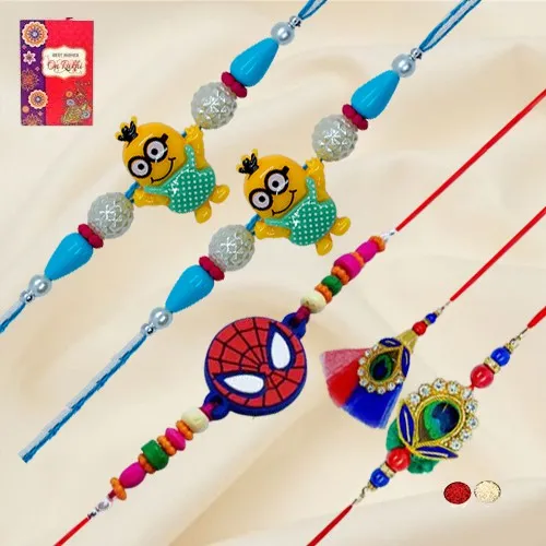 Fancy Set of Family Rakhi with a Cute Kids Rakhi