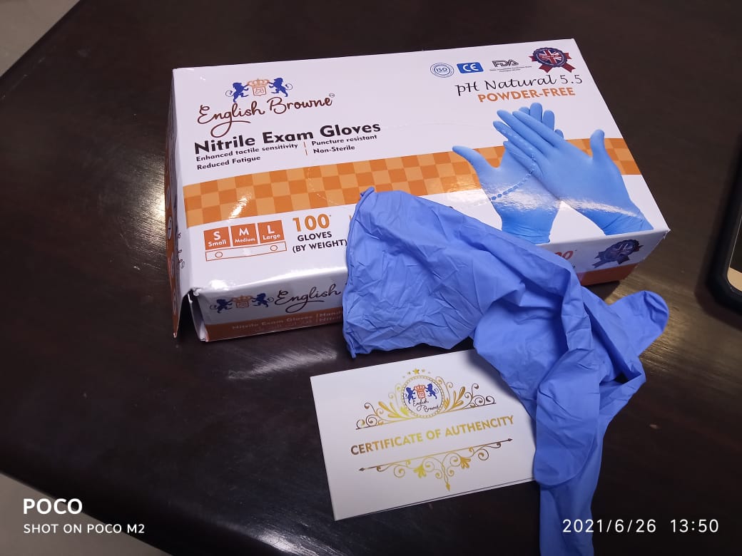 English Browne Nitrile Examination Hand Gloves