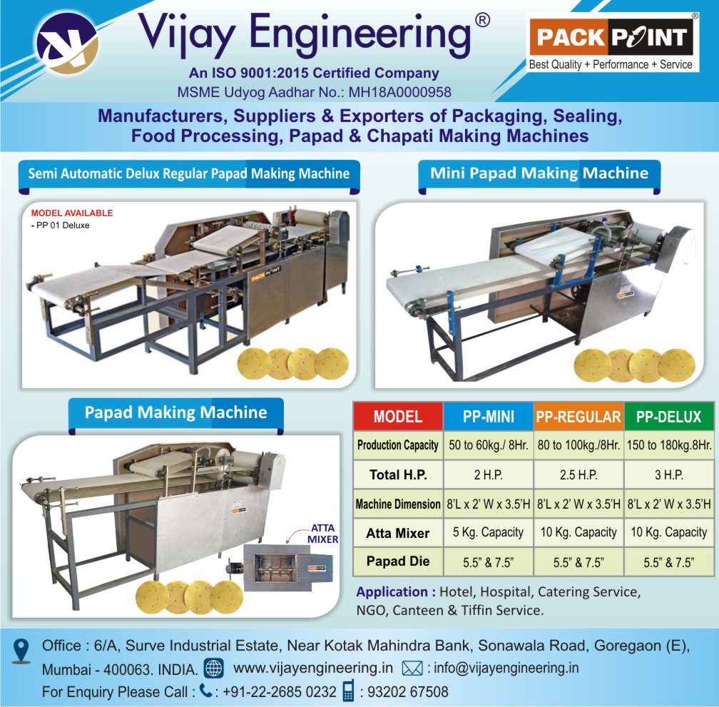 Mini Papad Making Machines from Vijay ENgineering