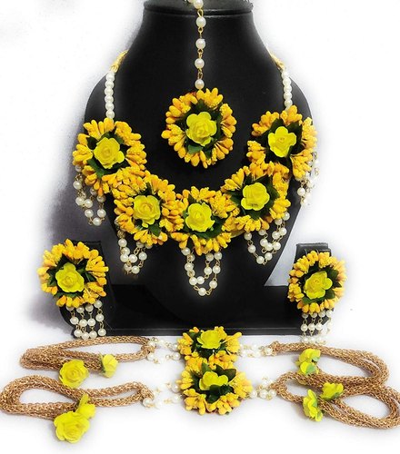 Spectrum Jaipur Yellow Rose Flower Jewellery Set