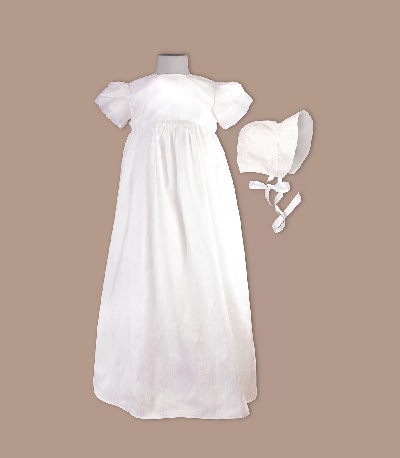 Christening Gown With Matching Bonnet – White from HM Creations