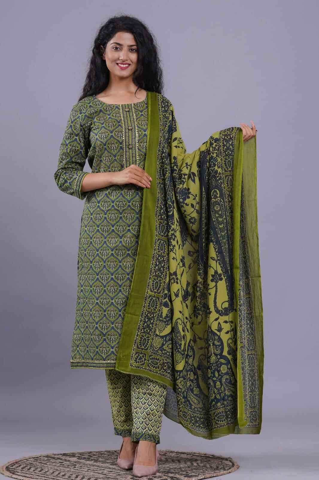 Cotton Salwar Kameez Designs For Fat Ladies  from FabricKart