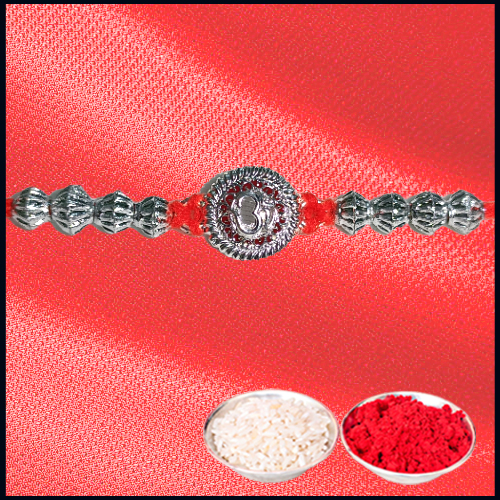 Send Silver Om Rakhi to India from Rakhi Store