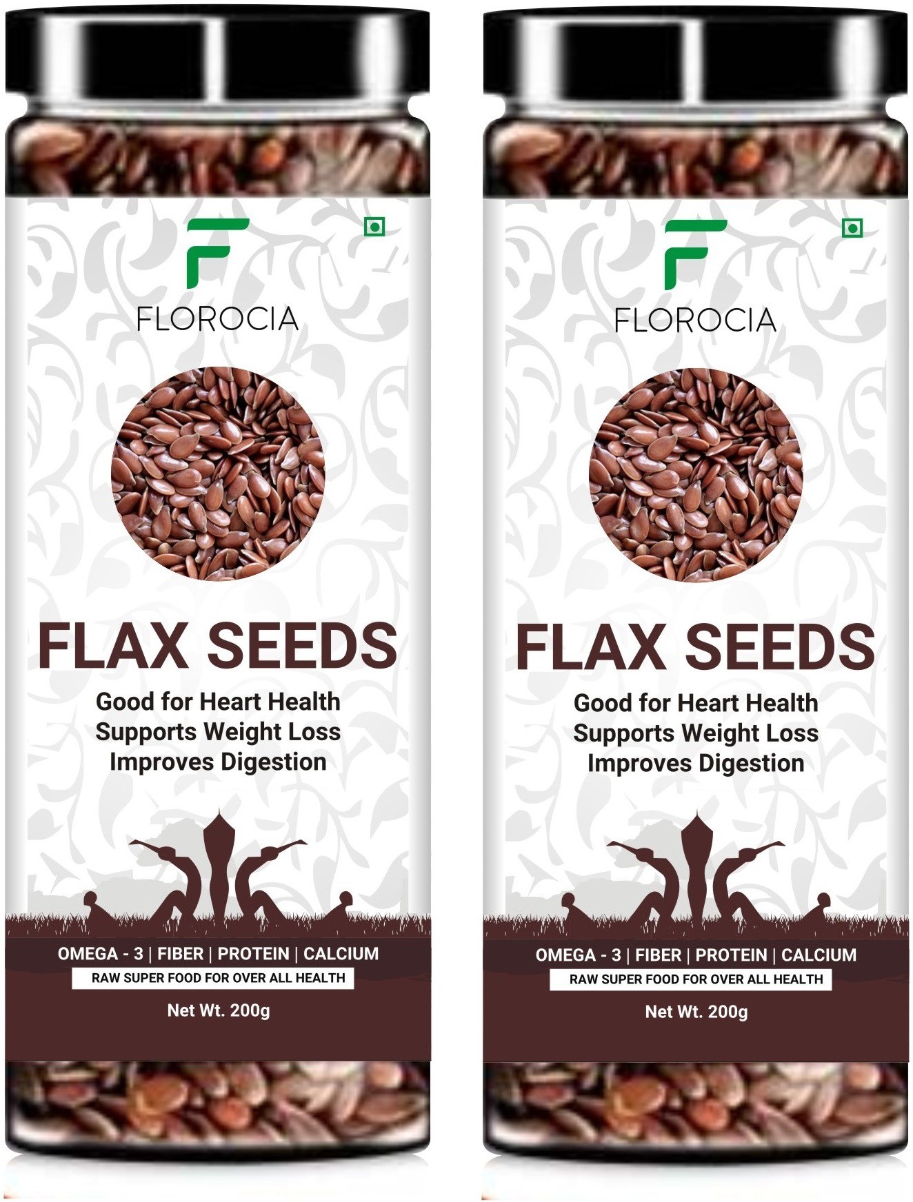 Florocia Certified Raw Brown Flax Seeds for Weight Loss ,Rich with Fiber and Healthy Heart Flax Seed for Weight Management Pack of -2 | 200g Each from Florocia