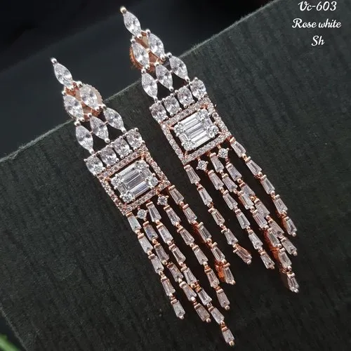 Long American Diamond Earring from Vivah Creation