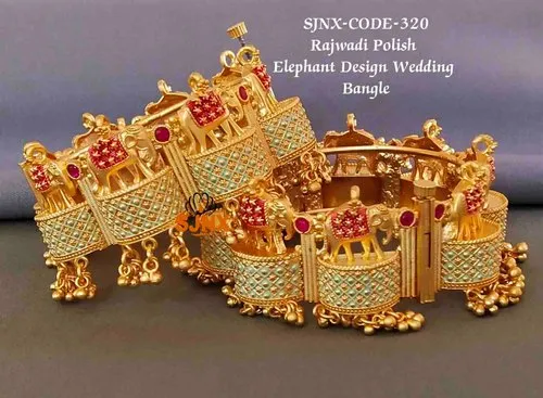 Traditional Rajwadi Polish Elephant Design Wedding Bangle from Satyam Jewellery Nx
