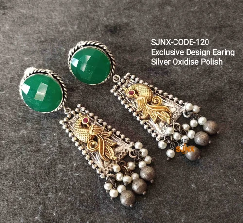 Exclusive Design Earing Silver Oxidised Polish from Satyam Jewellery Nx
