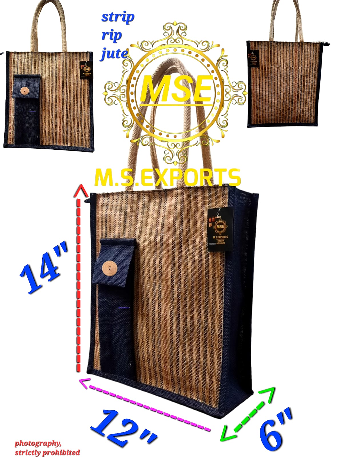 Stripe Rip Jute Bag  from M.S.EXPORTS     (The Luxury Design)