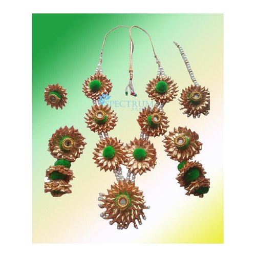 Green Golden Gota Patti Jewellery Set from Bharat Sales