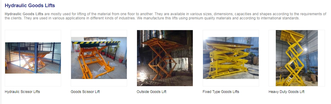 Hydraulic Goods Lifts from Servo Tech (India)
