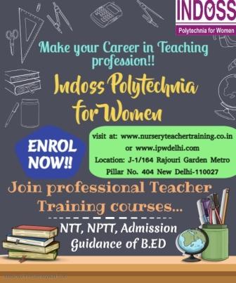 Nursery Teacher Training Courses In Delhi from INDOSS Polytechnic for Women IPW