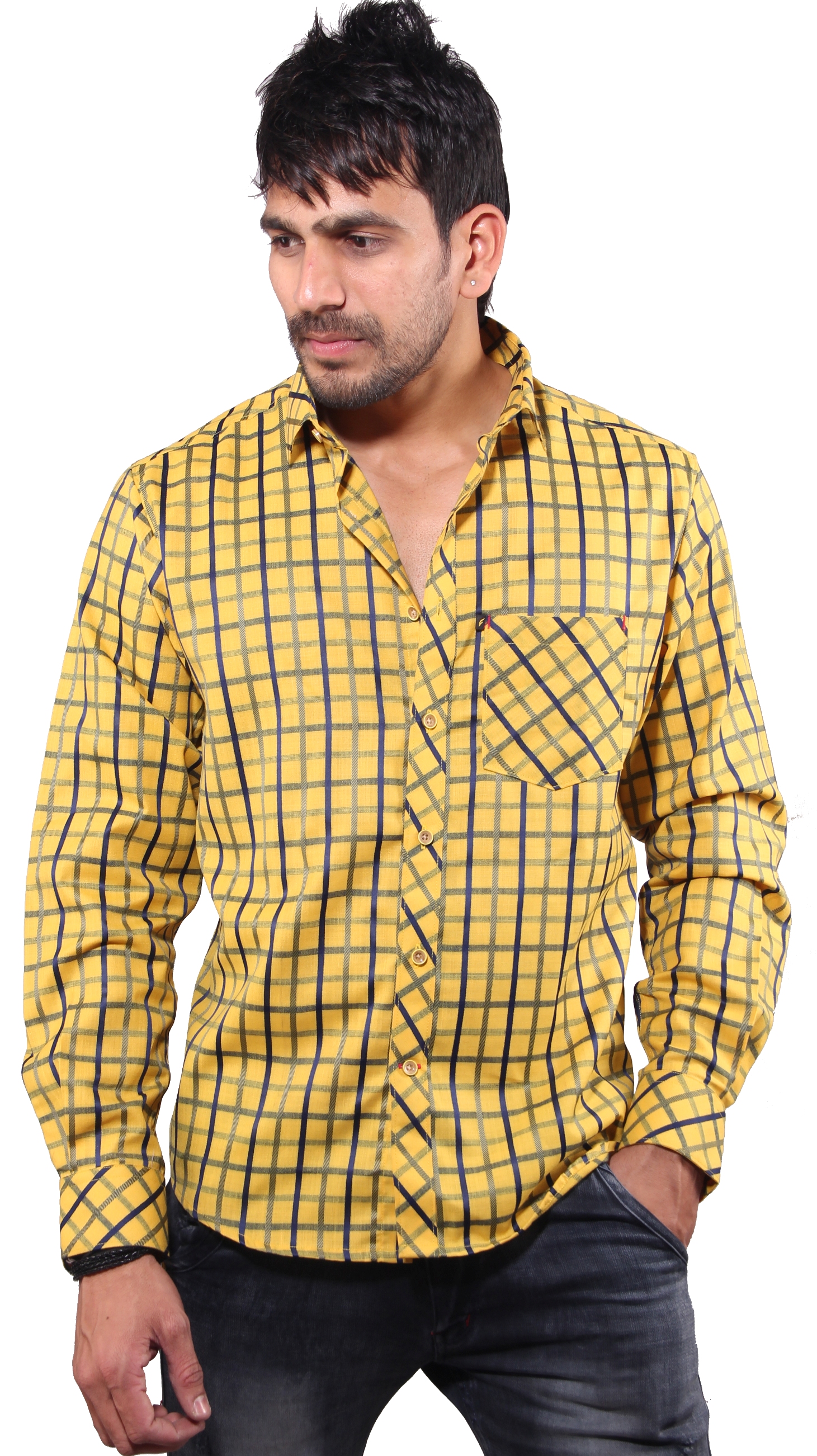 Men's Casual Shirt Slim Fit Wear Cotton Full Sleeve Check from FAVIO & BLACK TRUFFLE