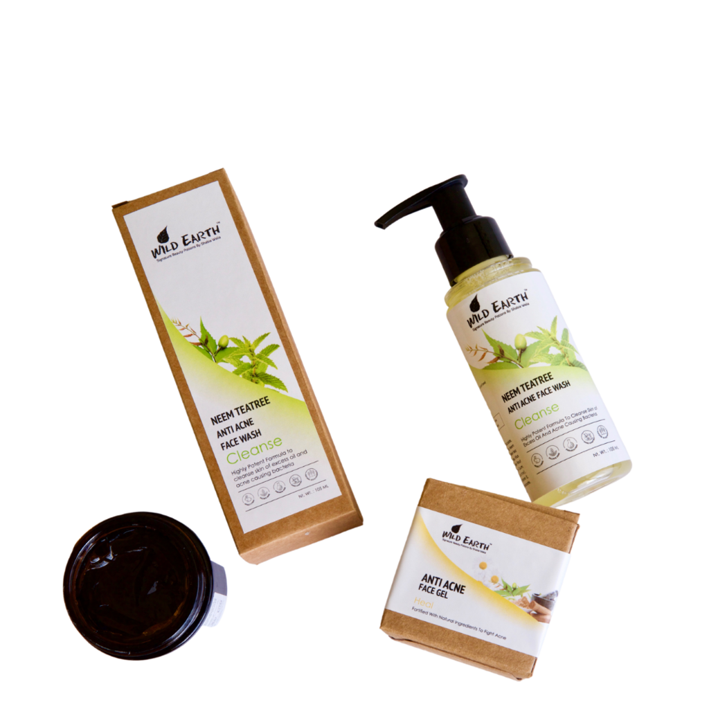 Wild Earth Anti Acne Kit, combo set of Neem Teatree Face Wash & Anti Acne Face Gel (This kit contains 105 ml Anti Acne Face Wash and 60 gms Anti Acne Face Gel)