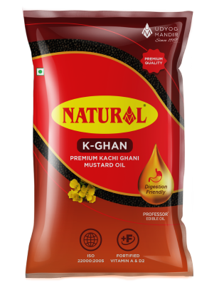 Premium Kachi Ghani Mustard Oil 1L from Udyog Mandir - Naturals Healthy Food
